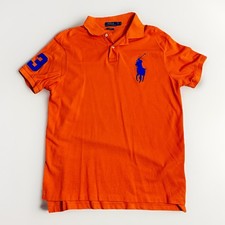 Polo Ralph Lauren Polo Shirt Mens XL Orange Custom Slim Fit Big Pony Mesh Knit 3