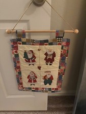 Vintage CHRISTMAS Quilt Wall Hanging Christmas 16x13 Santa