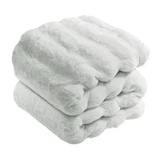  Luxury Faux Rabbit Fur Throw Blanket for Throw Size - 50" x 60" Grey