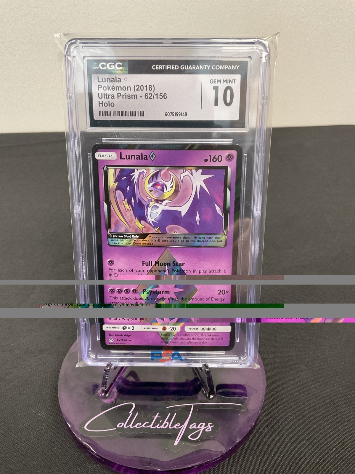 Lunala Prism Star 62/156 Sm-Ultra Prism CGC 10