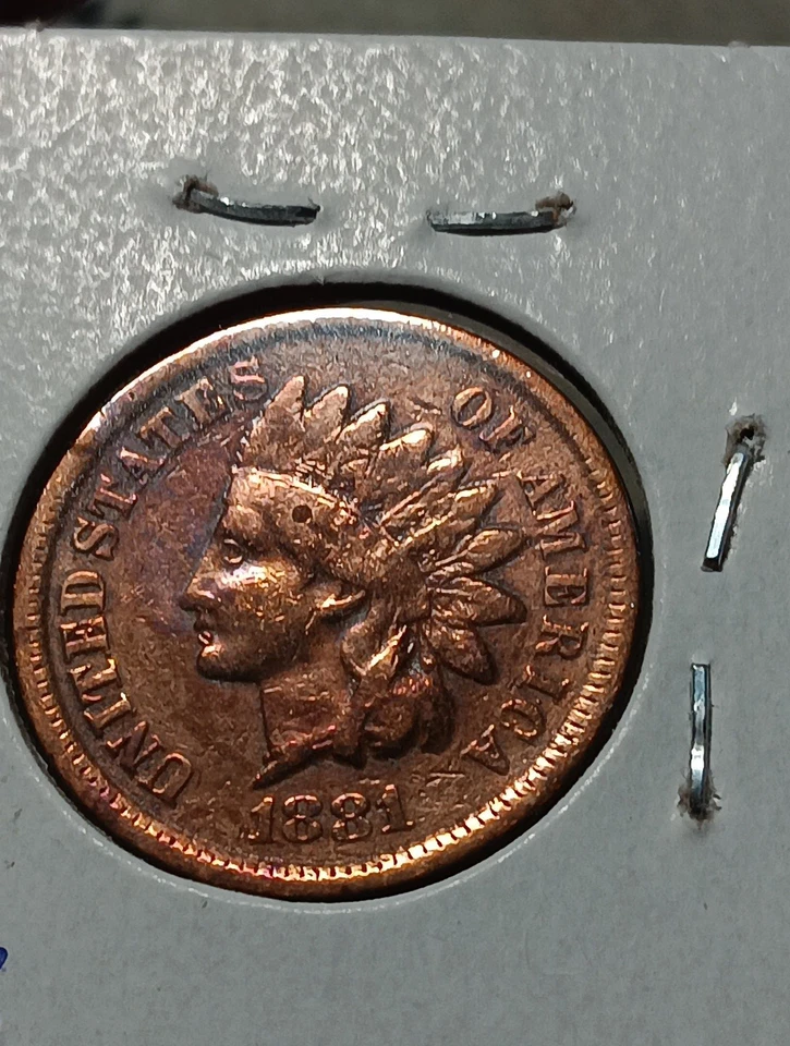 👉1881 Cabeza India Penny Arco Iris Tonificación Rojo Marrón M/202 Foto 3 de 4