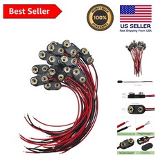 20 PCS I-Type 9 Volt Battery Connectors - Durable Buckle Clips with 5.9in Leads