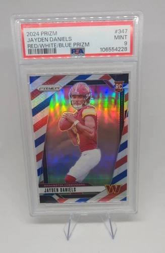 2024 Panini Prizm #347 Jayden Daniels RWB Red White & Blue Rookie RC PSA 9 MINT!