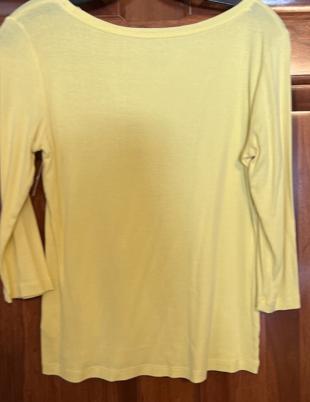 Talbots Solid Yellow Weekend  Tee Shirt Women Size SP Stretch Casual