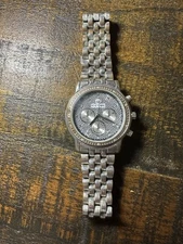 Mens Diamond Watch Ice Time Storm Silver 48mm Dial 0.10ctw Diamond Silver Dial