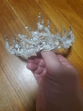 Princess Bridal Crystal Tiara Wedding Crown  Hair Accessory Silver Queen 2 Pins