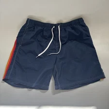 Sundek Lined Swim Trunks Shorts Boardshorts Rainbow Stripes XXXL Navy Blue Surf