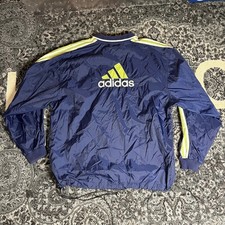 Vintage Adidas 90s Navy Sage Green Collared Windbreaker Mens Sz XL Preowned