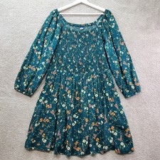 Old Navy Floral Smocked Mini Dress Womens 2X Green Cottage Coquette Boho