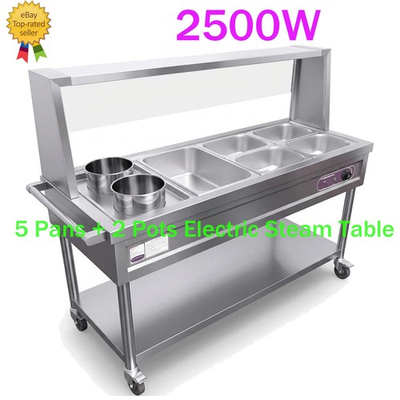 #ad #ad 5 Pans 2 Pots Steam Table Electric Commercial Food for Party Restaurant Hotel $559.30