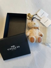 NWT Coach Signature Shearling Collectible Bear Bag Charm FOB Key Ring