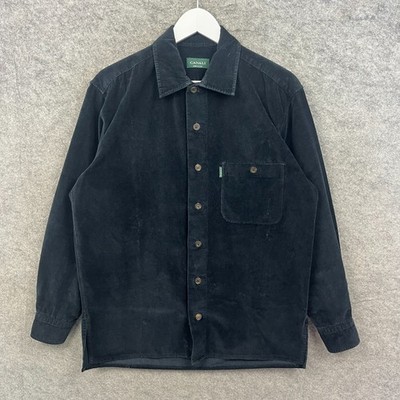 Canali Hemd Herren 15,5 Schwarz Cord Overshirt Shacket Knopfleiste Made In Italy