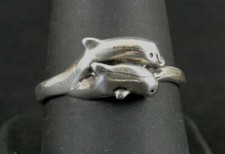 Ring Silver Band Two Dolphins Jumping together Sterling 925 Size 9.25 Band Ring