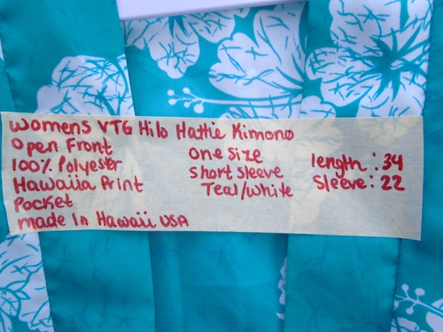Vintage Hilo Hattie Kimono One Size Women's Open Front Cover up Made in USA - Picture 4 of 8