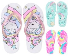 NWT The Childrens Place Unicorn Tie Dye Narwhal Girls Flip Flops Sandals Shoes