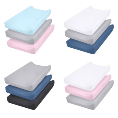3pcs Diaper Changing Table Case Fitted Sheets for Baby Girls Boys Neutral Color