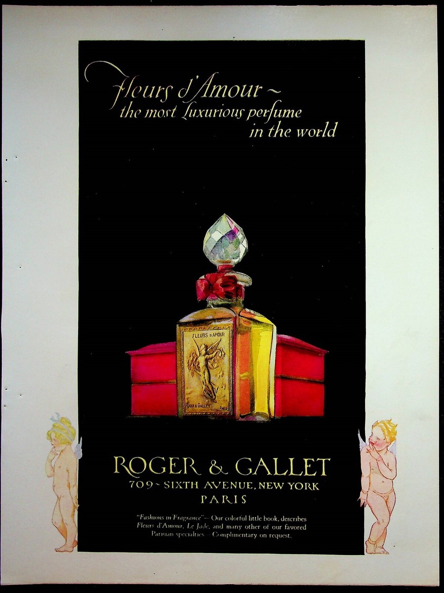 1925 Roger & Gallet Paris New York Fleurs D'Amour Perfume Ad