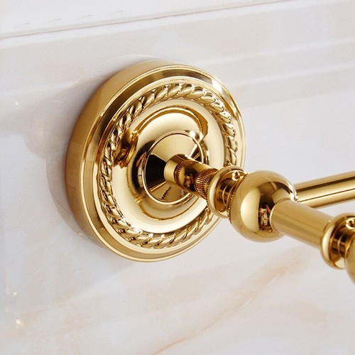Luxury Brass Wall Mounted Towel Rack Bathroom Hotel Rail Holder Storage Shelf - Picture 5 of 5