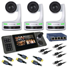 Kingdom Robotic 4K 3 Camera Package White, 20x Zoom with PTZ controller