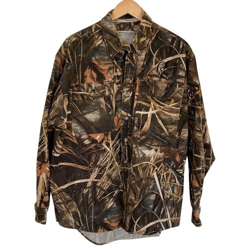 Whitewater Ducks Unlimited Men's Shirt Size Large Advantage Max 4 Camo