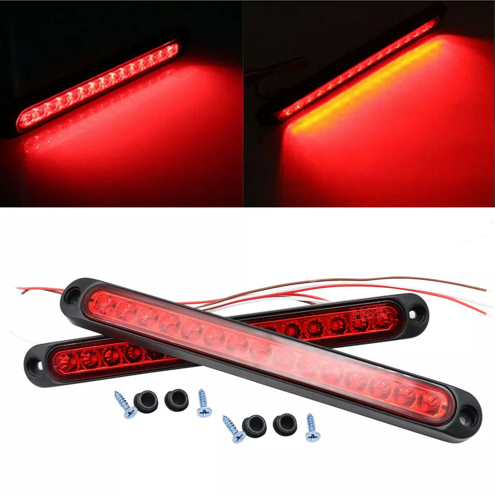 2x 10 Red LED Light Bar 12V Waterproof Car Truck Trailer Stop Rear Tail Brake