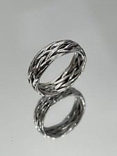 Woven Braid Sterling Silver 925 Men's Ring - 7mm Wedding And Engagement Band