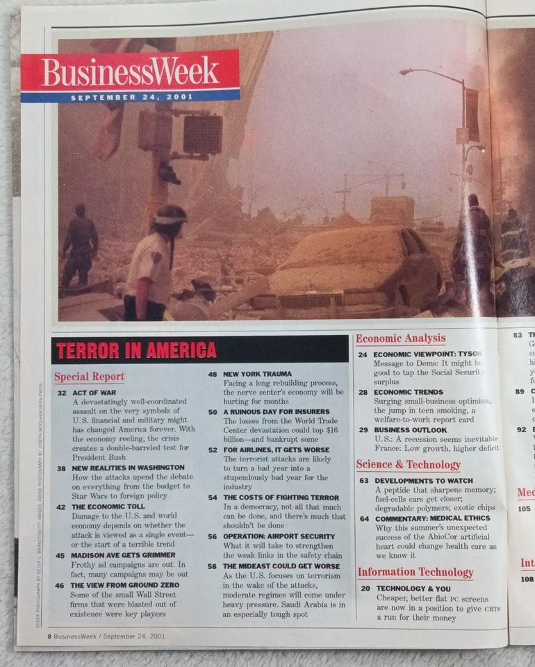Business Week Magazine Sept 2001 Act of War Twin Towers New York Recession Bush - Image 2 of 4