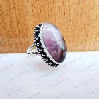 Natürlich Amethyst Edelstein Ring, 925 Sterlingsilber Antik Handgefertigt Ring - Bild 1 von 4