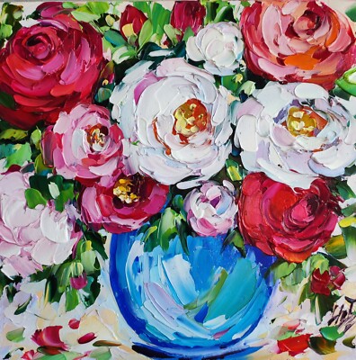 original oil painting Rose colorful flowers artwork floral