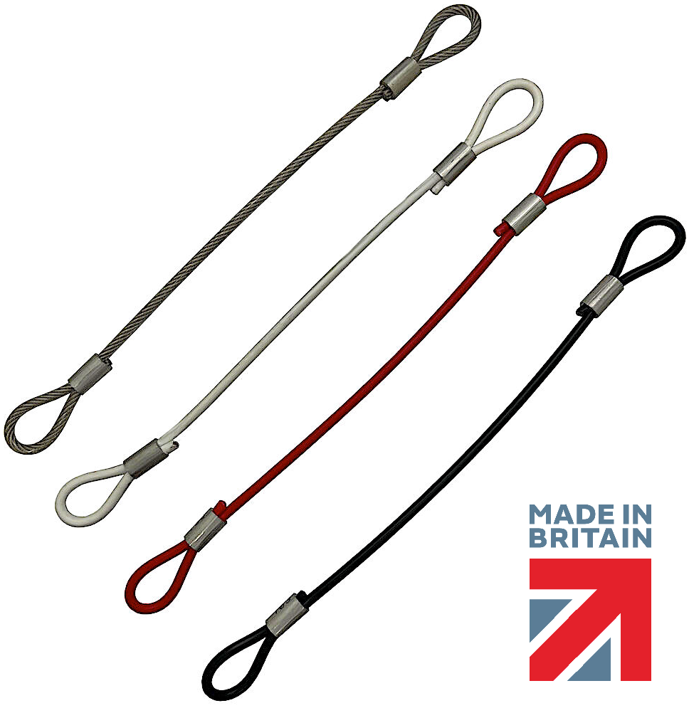 2mm - 3mm PVC Coated Galvanised Steel Retaining Wire Ropes LANYARDS ...