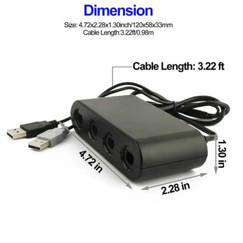 GameCube Controller Adapter 4 Port For Nintendo Switch Wii U & PC USB NEW TURBO - Image 3 of 4