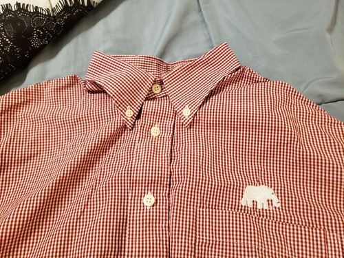 Gitman Bros Master Makers Shirt L Red White Gingham Check USA Made Elephant Vtg. - Picture 2 of 6