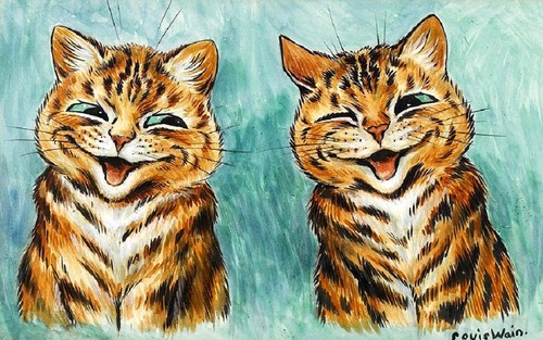 Sandbox gatti giclee di Louis Wain dipinto arte stampata su tela - Foto 1 di 1