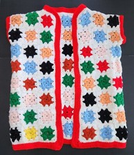Handmade Crochet Granny Square Vest True Vintage 70s Boho Cottagecore Adult M/L