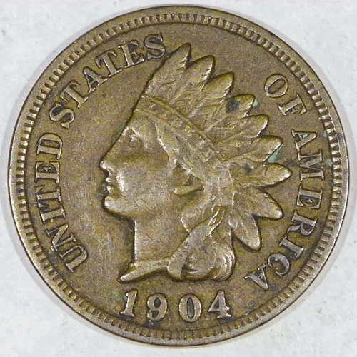 ***VINTAGE U.S. BRONZE***1904 INDIAN HEAD PENNY BETTER DATE VF+ #Y257