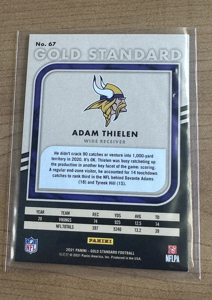 2021 Panini Gold Standard - Platinum #67 Adam Thielen /75 - Image 2 of 2