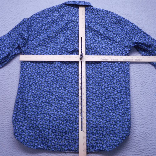 Porter Ash Shirt Mens Small Blue Floral Long Sleeve Flip Cuff 100% Cotton - Picture 9 of 11