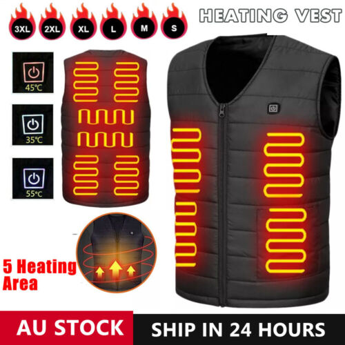 Electric Vest Heated Jacket USB Thermal Warm Heat Pad Winter Body Warmer Unisex