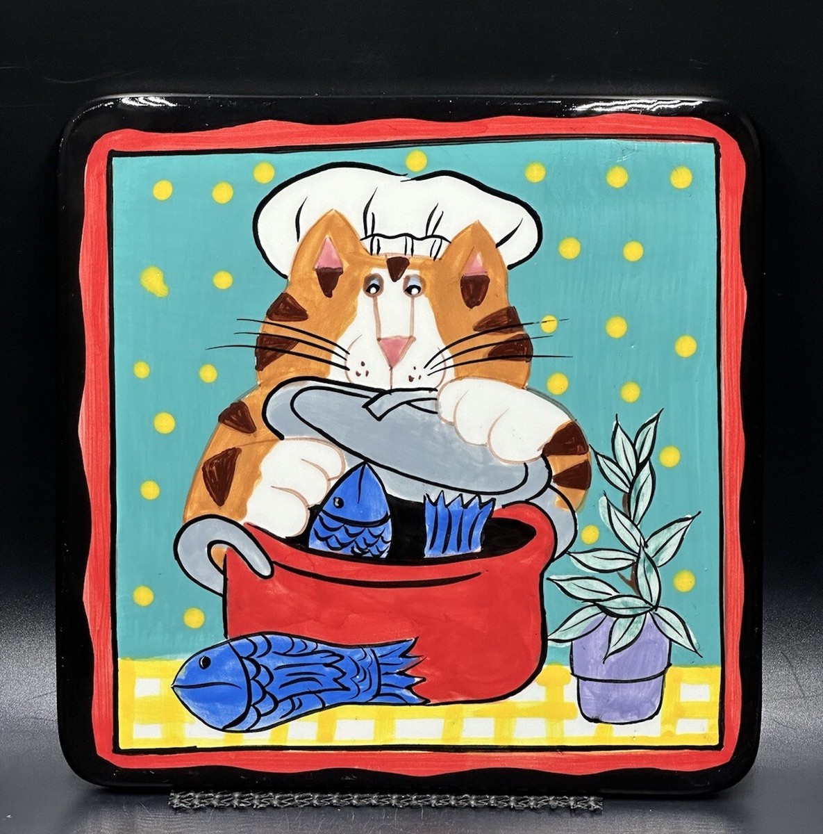 Catzilla Candace Reiter Kitty Cat Seafood Chef with Pot of Fish
