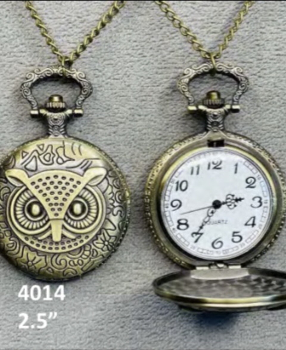 Steampunk Owl Pocket Watch with Chain and Battery Included-image