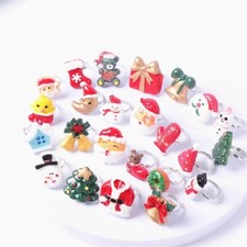 20Pcs/Lot Christmas Cartoon Open Adjustable Resin Rings For Children Girl Gifts
