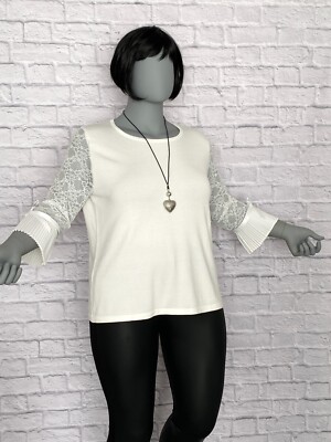 Damen Pullover Spitzenärmel ecru 40-52 neu