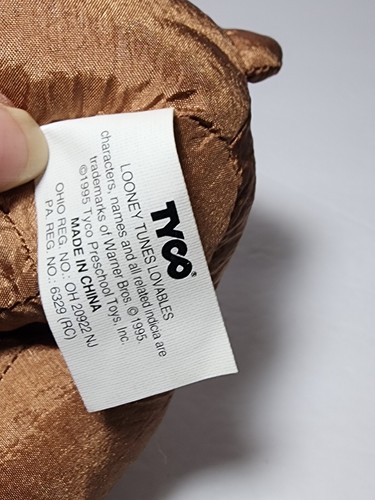 LOONEY TUNES Lovables Tasmanian Devil Baby TAZ NYLON Plush Stuffed Tyco 1995 HTF - Picture 8 of 9