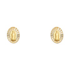 14k Yellow Gold Religious Virgin Mary Oval Screw Back Stud Earrings Girls  Kids