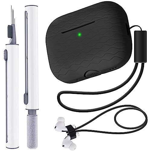 Fhtase Custodia per AirPods Pro 2 2022 con kit di pulizia penna e cinghie (m5r)
