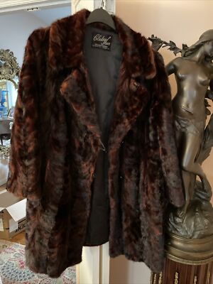 Clukey Furs mink fur coat size XL Brownish Red Fur