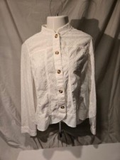 Chico's Jacket Size 3 White Eyelet Button Up Peplum Hem 