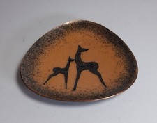 Vintage Copper Enamel Bowl Horse Design cm 10 1960s De Poli Celini Style