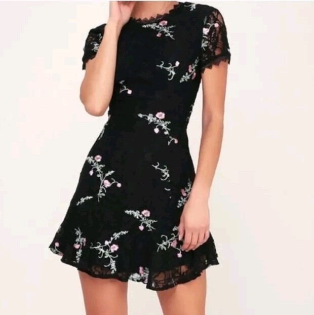 Wayf Geln Black Embroidered Lace Mini Dress Size Large NWT 98$ | eBay Wayf Geln Black Embroidered Lace Mini Dress Size Large NWT 98$ | eBay