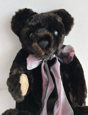 "Quite a Bear" Recycled Real Fur teddy bear, signed, 1996, vintage, jointed OOAK